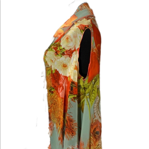 Lightweight Sheer Floral Spring Wrap Scarf | Armholes | SZ S - Picture 5 of 7